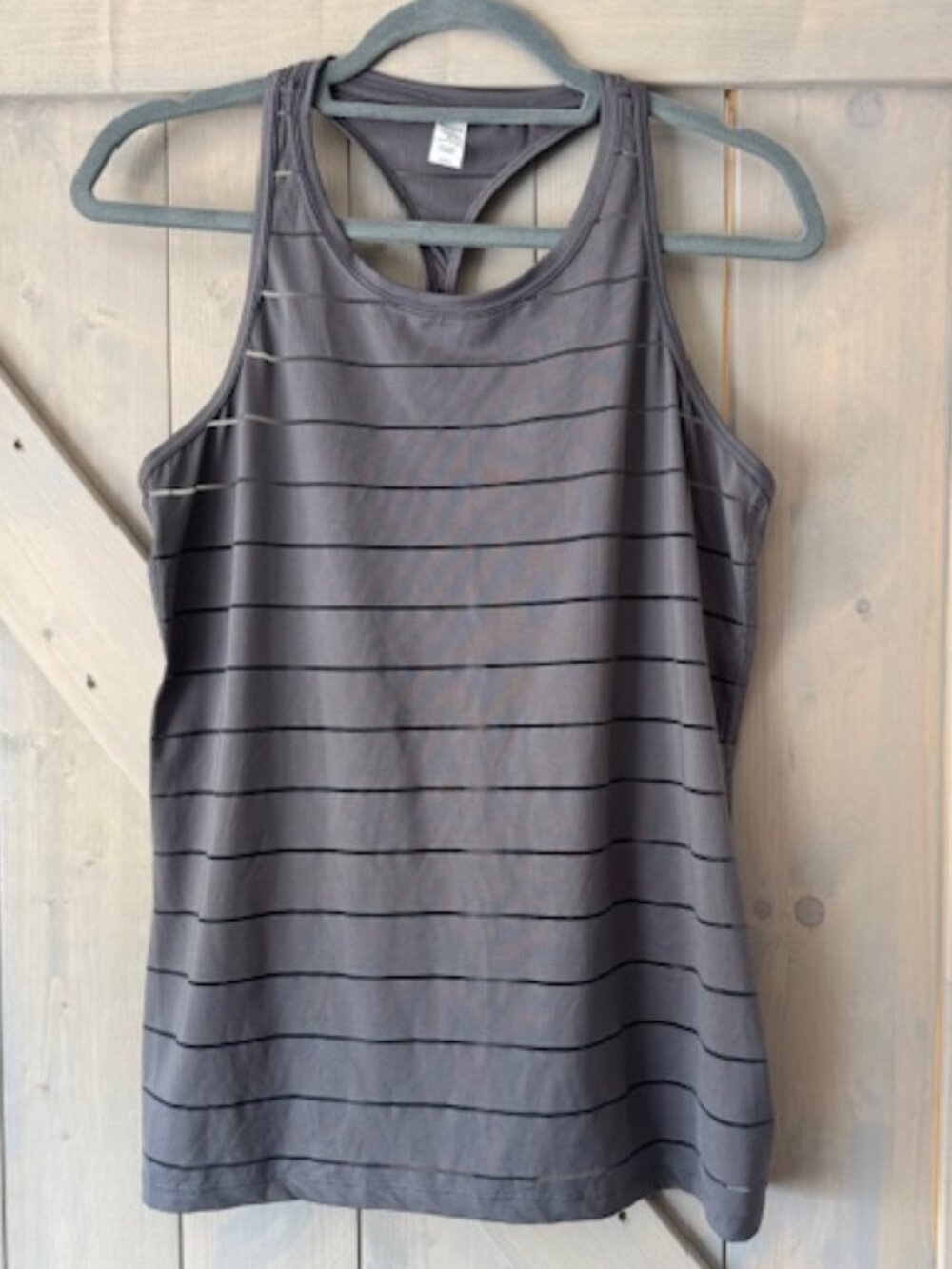 Athleta Womens Tank Top Striped Gray Size M Racerback EUC